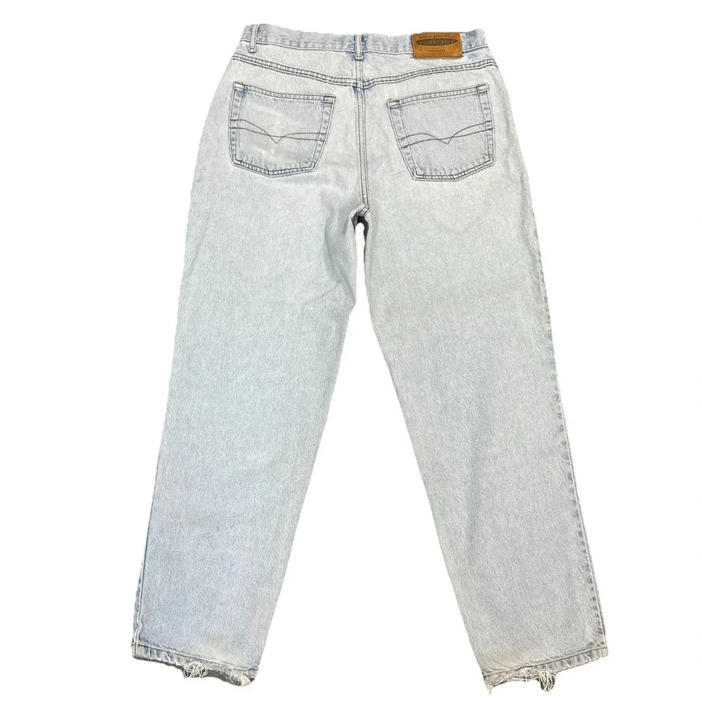 Y2K Anchor Blue Baggy Jeans 34x29 Thrashed Grunge Skater Distressed Vintage Pant